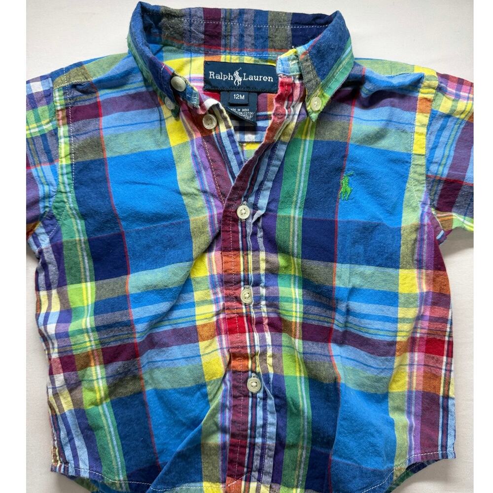 Ralph Lauren Baby Boys Size 12 Months Colorful Plaid Shirt